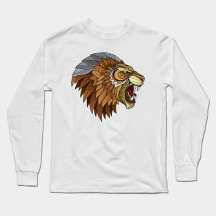 Zentangle Lion Head Long Sleeve T-Shirt